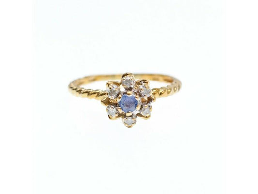 10K YELLOW GOLD TOPAZ & DIAMONDS RING SIZE 8