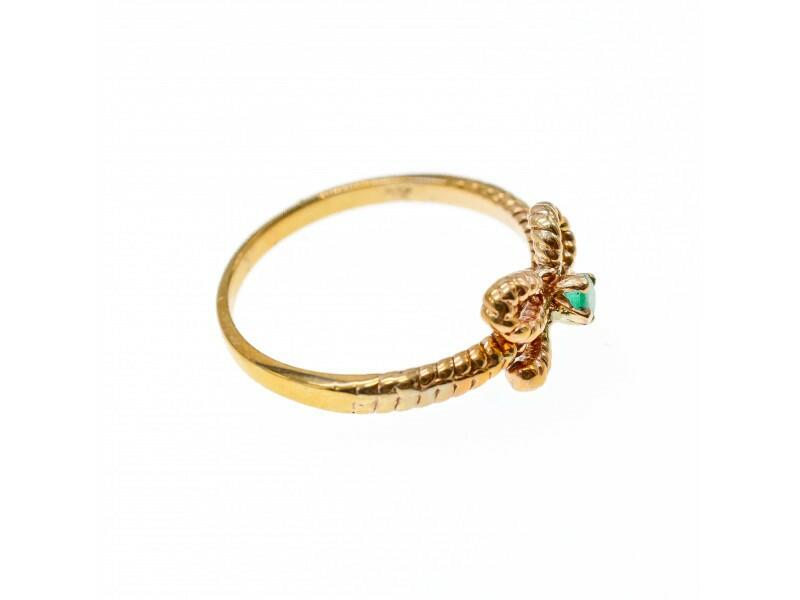 10K YELLOW GOLD EMERALD BOW RING SIZE 7.25