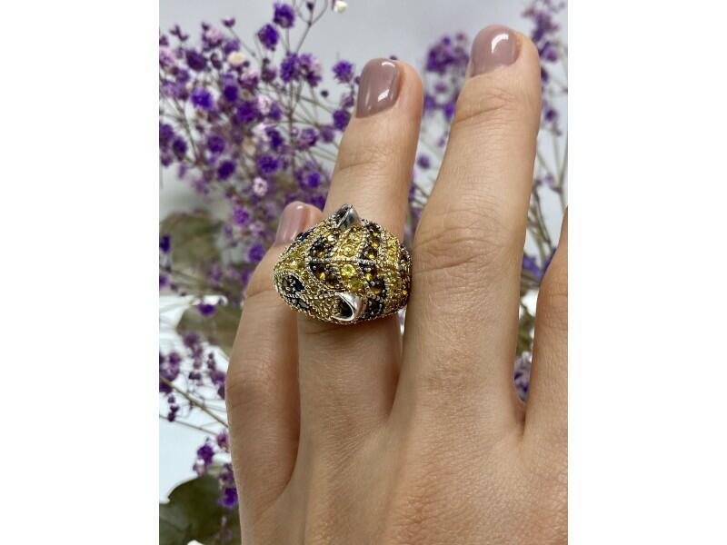 925 STERLING SILVER CZ "LIONESS" RING SIZE 5.5