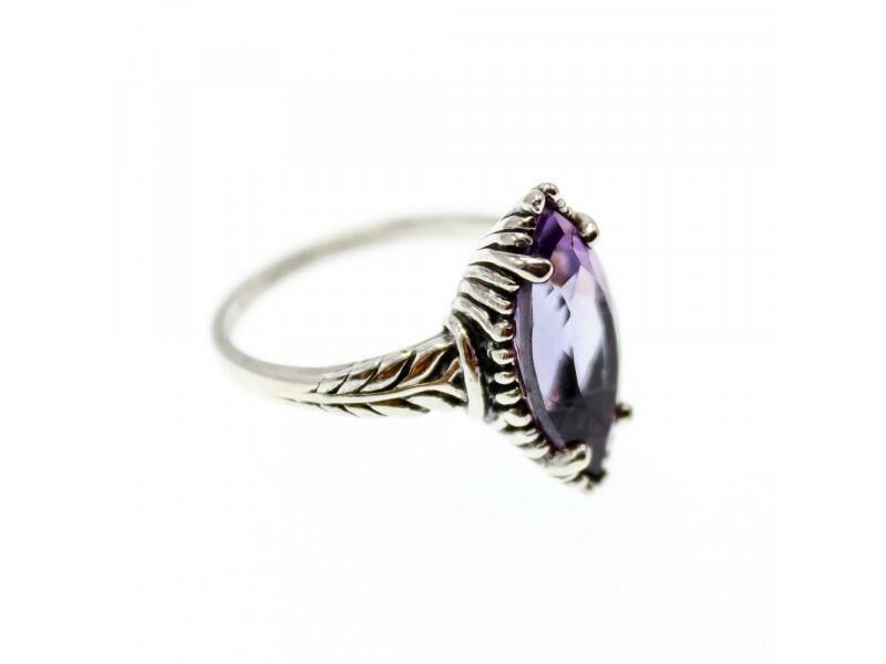 VINTAGE 925 STERLING SILVER AMETHYST RING SIZE 6