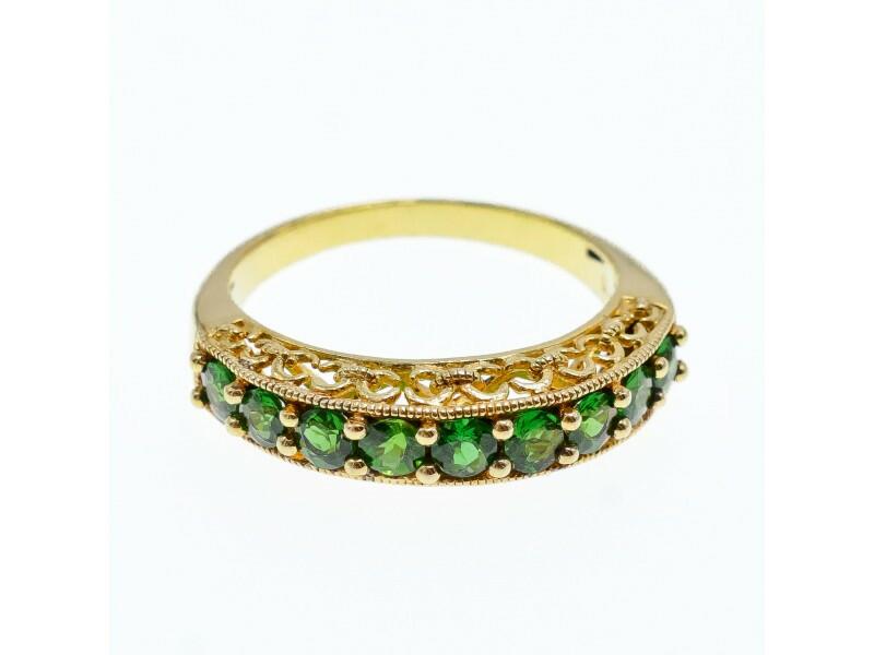925 STERLING SILVER GOLD PLATED PERIDOT RING SIZE 10.25