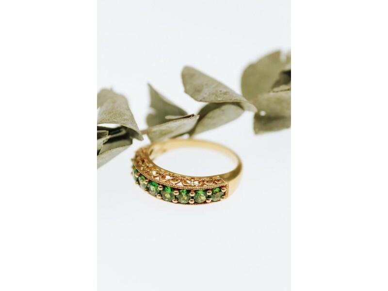 925 STERLING SILVER GOLD PLATED PERIDOT RING SIZE 10.25