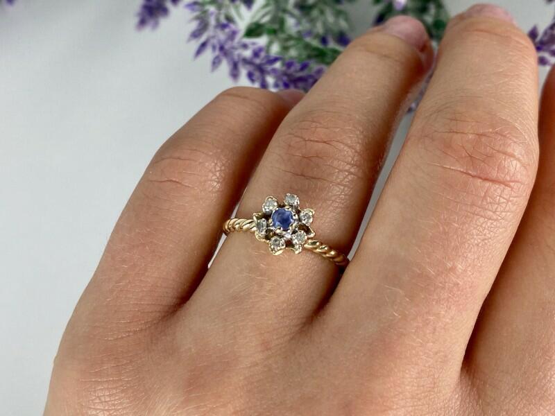 10K YELLOW GOLD TOPAZ & DIAMONDS RING SIZE 8