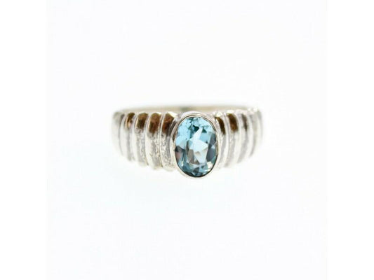 925 STERLING SILVER AQUAMARINE RING SIZE 7