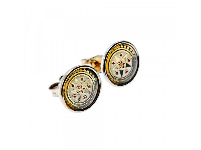 VINTAGE 925 STERLING SILVER ENGRAVING STUD EARRINGS