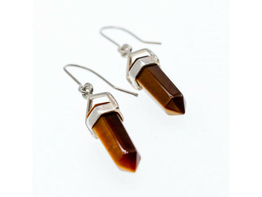 925 STERLING SILVER TIGER'S EYE EARRINGS