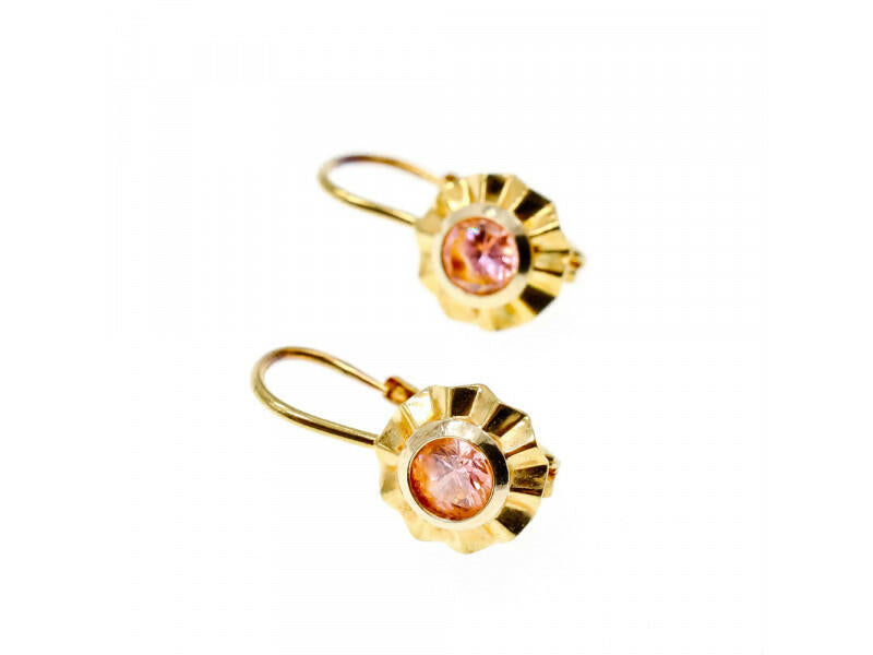 18K YELLOW GOLD MORGANITE EARRINGS ITALY