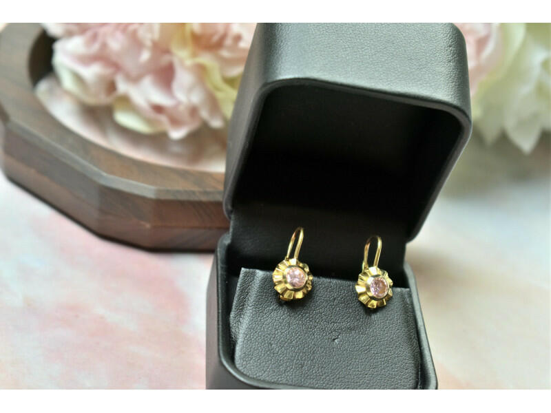 18K YELLOW GOLD MORGANITE EARRINGS ITALY