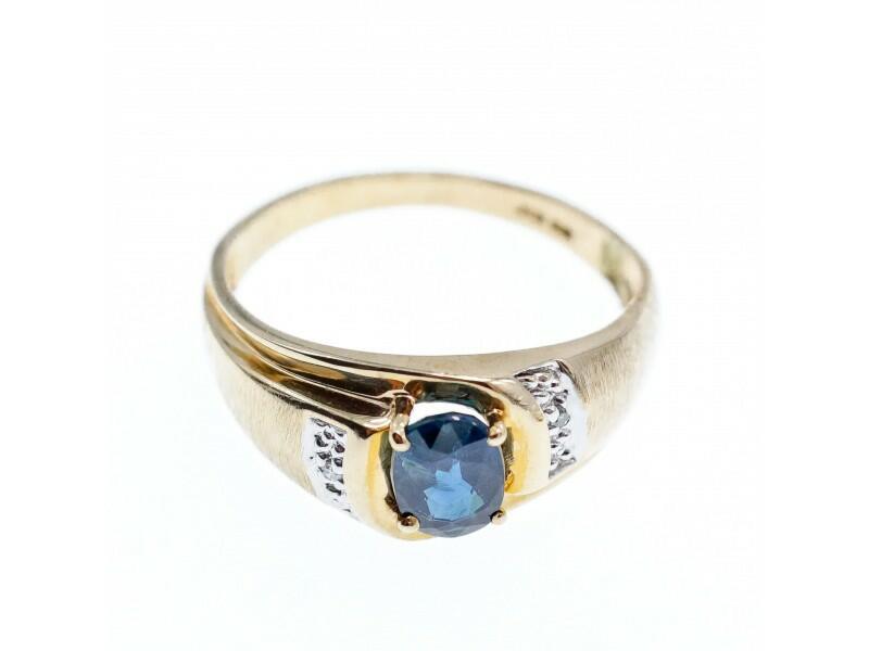 10K YELLOW GOLD  LONDON BLUE TOPAZ & DIAMONDS RING SIZE 10.5