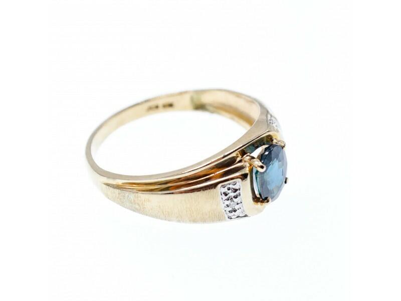 10K YELLOW GOLD  LONDON BLUE TOPAZ & DIAMONDS RING SIZE 10.5