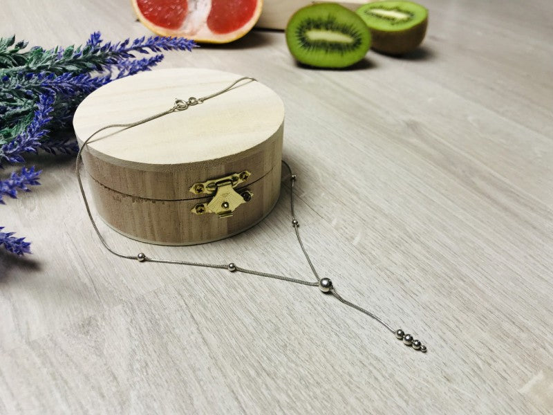 925 Sterling Silver Necklace with Beads Italy