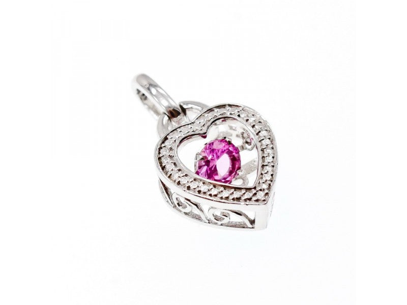 925 Sterling Silver Pink CZ "Heart" Pendant