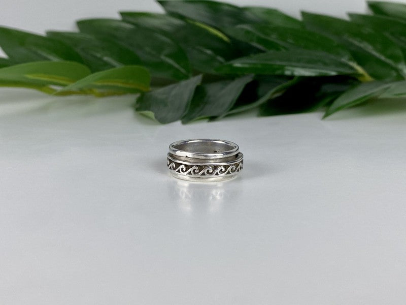 Vintage 925 Sterling Silver Spinner Band Ring Size 6.75