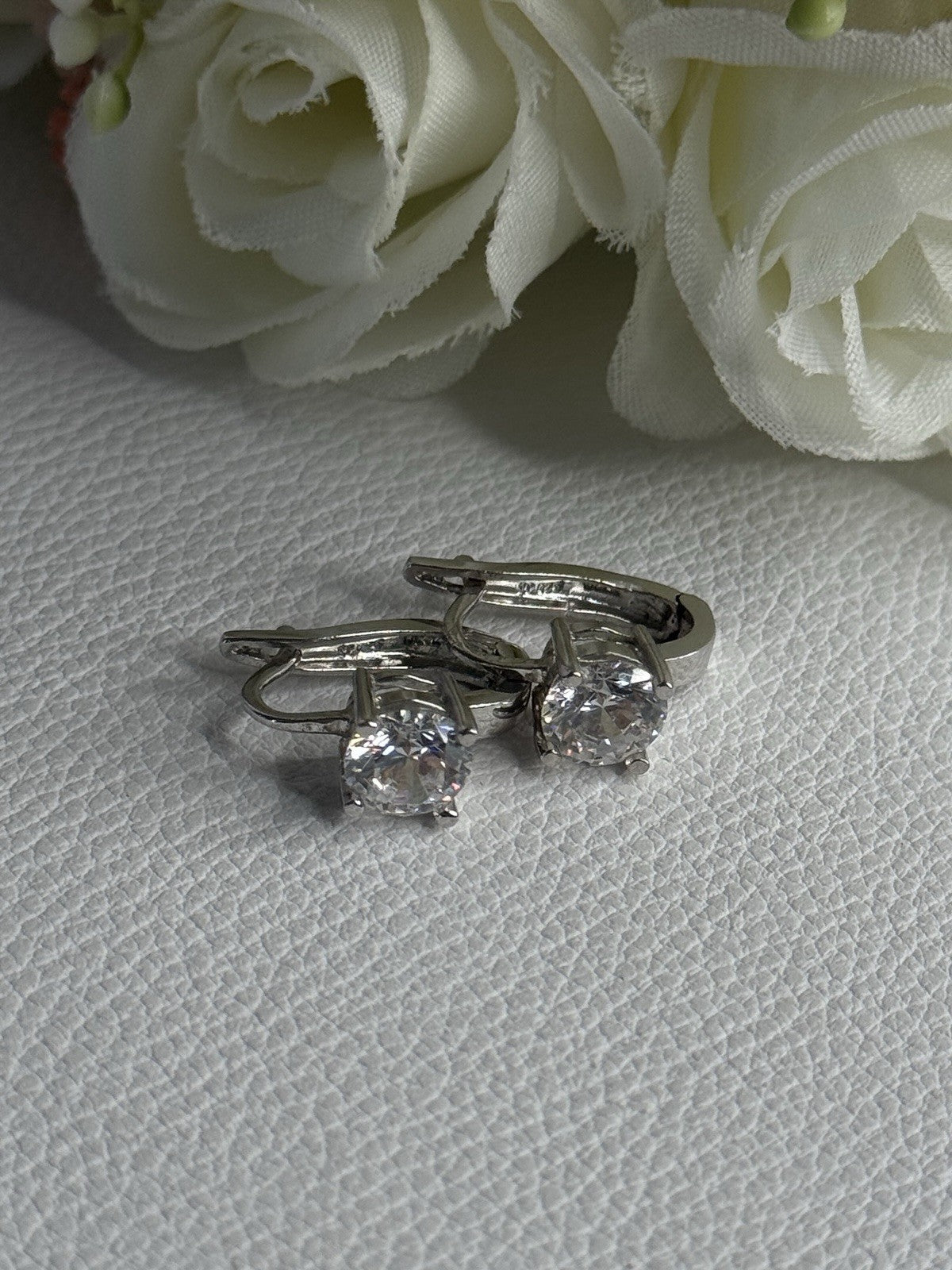 925 Sterling Silver CZ Earrings Length 0.65 Inch