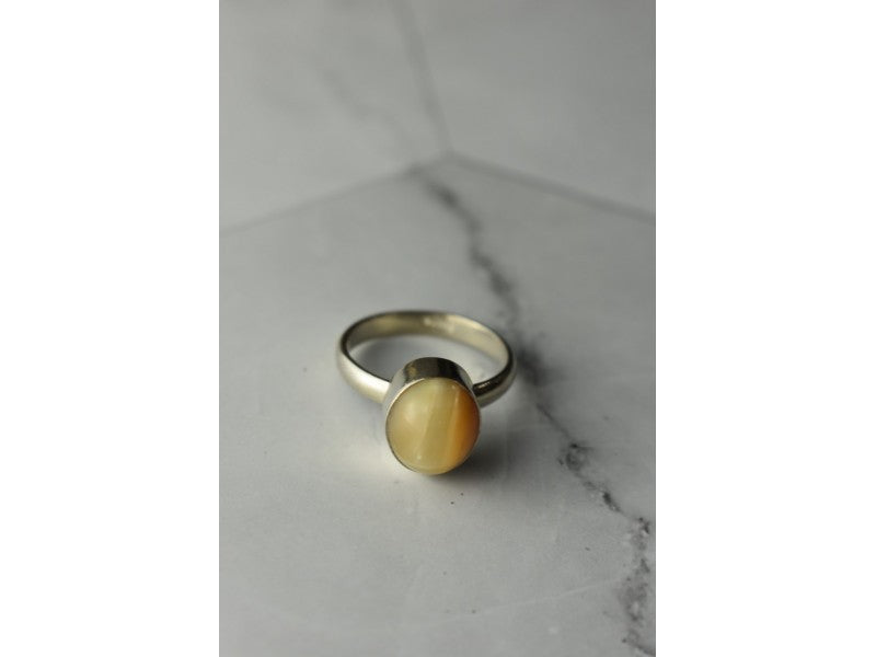 925 Sterling Silver Amber Ring Size 8.5