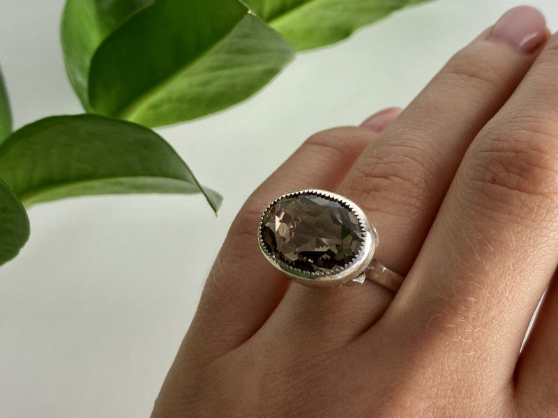 Vintage 925 Sterling Silver Hessonite Ring Size 6.5