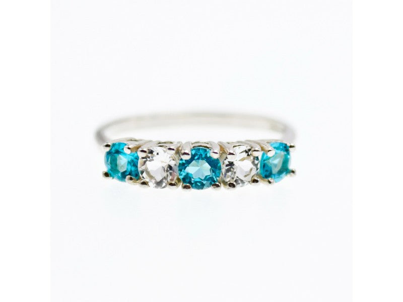 925 Sterling Silver Topaz and Beryl Ring Size 9