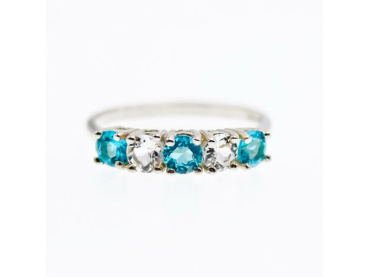 925 Sterling Silver Topaz and Beryl Ring Size 9