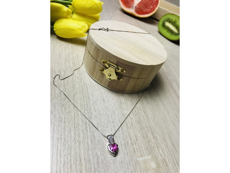 925 Sterling Silver Morganite & CZ Chain With Pendant
