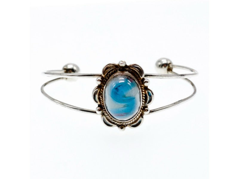 Vintage 925 Sterling Silver Agate Bracelet