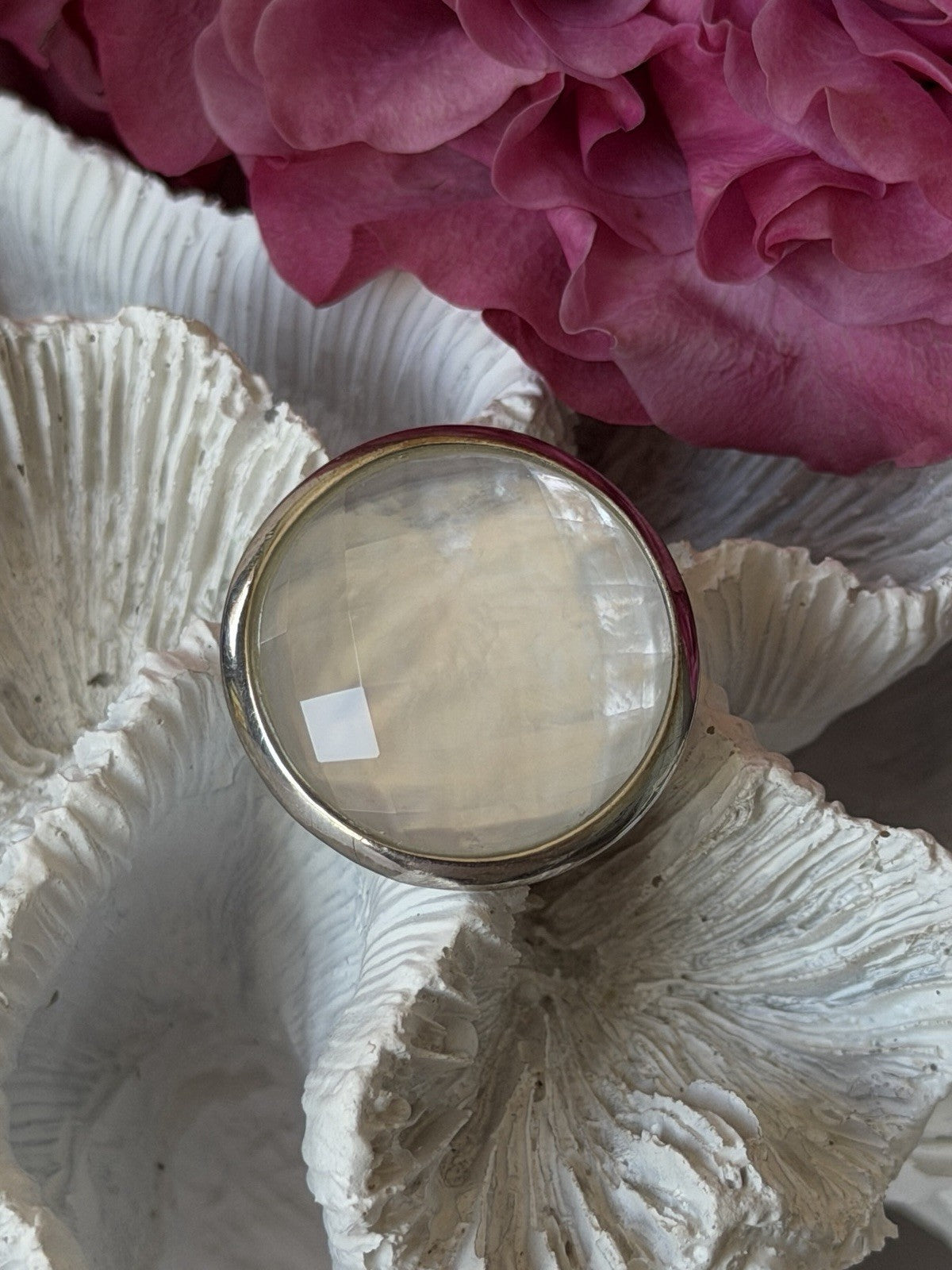 925 Sterling Silver Abalone Ring Size 10
