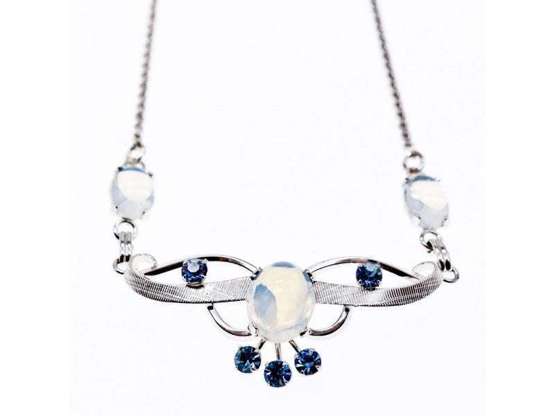 925 Sterling Silver Moonstone & Aquamarine Necklace