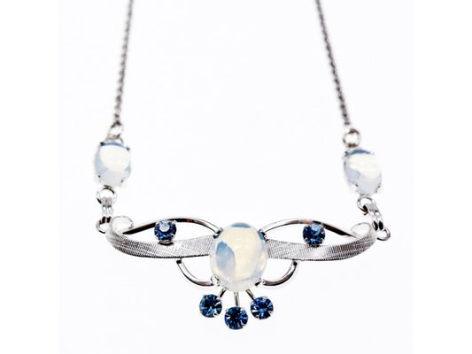 925 Sterling Silver Moonstone & Aquamarine Necklace