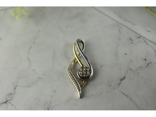 925 Sterling Silver with Gold inserts (10K) & Diamonds "Violin clef" Pendant