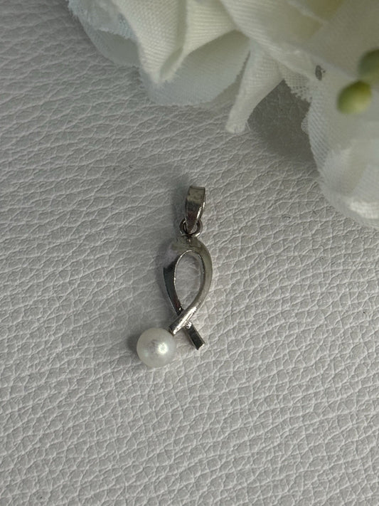 925 Sterling Silver Pearl Pendant Length 0.80 Inch