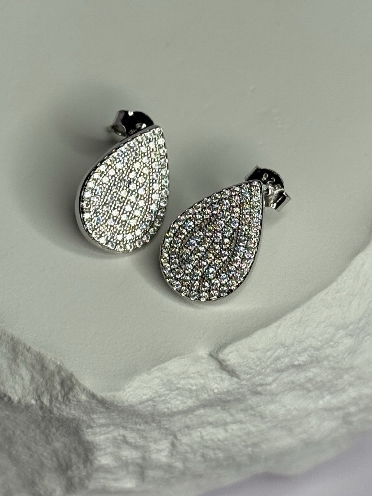 925 Sterling Silver Drop CZ Earrings Length 0.65 Inch