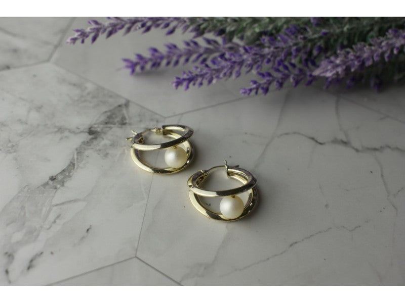 925 Sterling Silver Pearls Earrings Italy