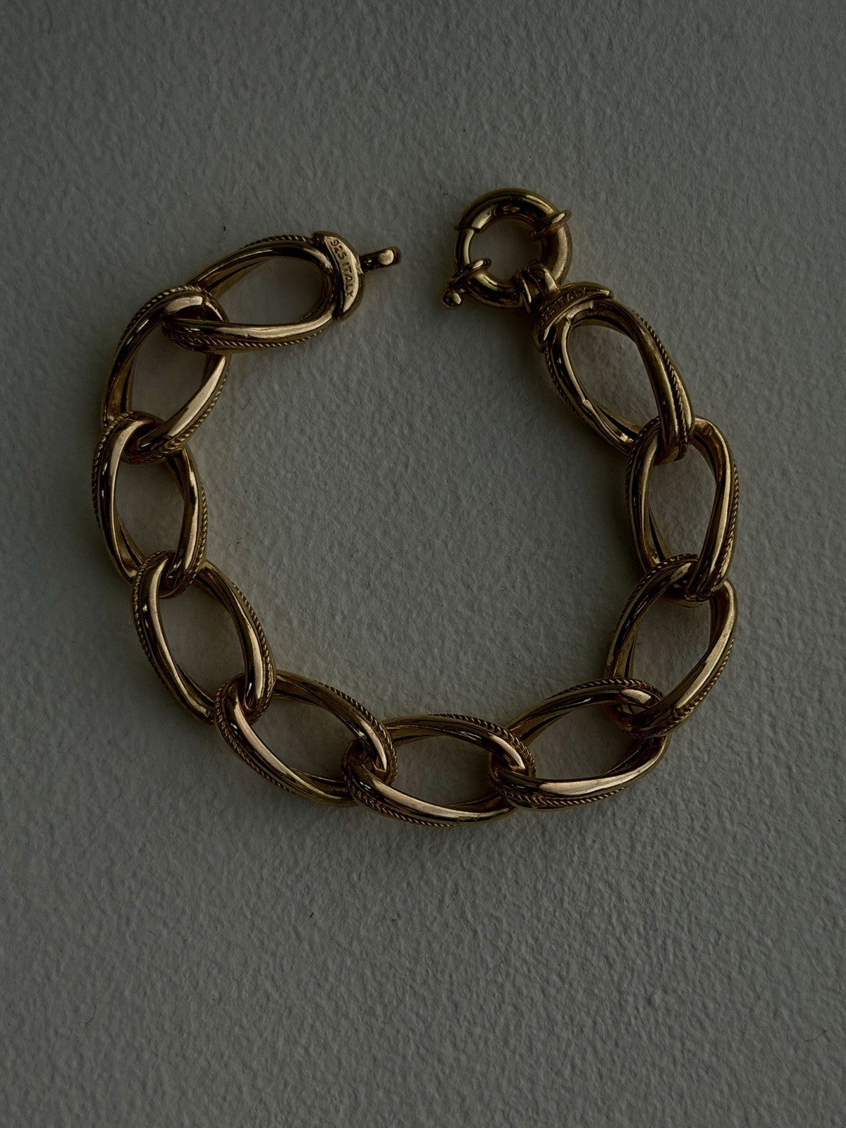 Clover Italy 925 Sterling Silver Gold Plated Bracelet 7.5