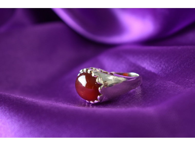 925 Sterling Silver Carnelian Ring Size 6.5