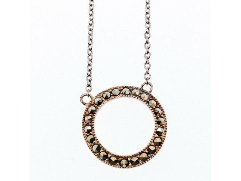 925 Sterling Silver Marcasites Pendant Necklace