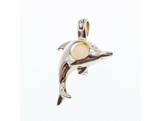 925 Sterling Silver Pearl Dolphin Pendant