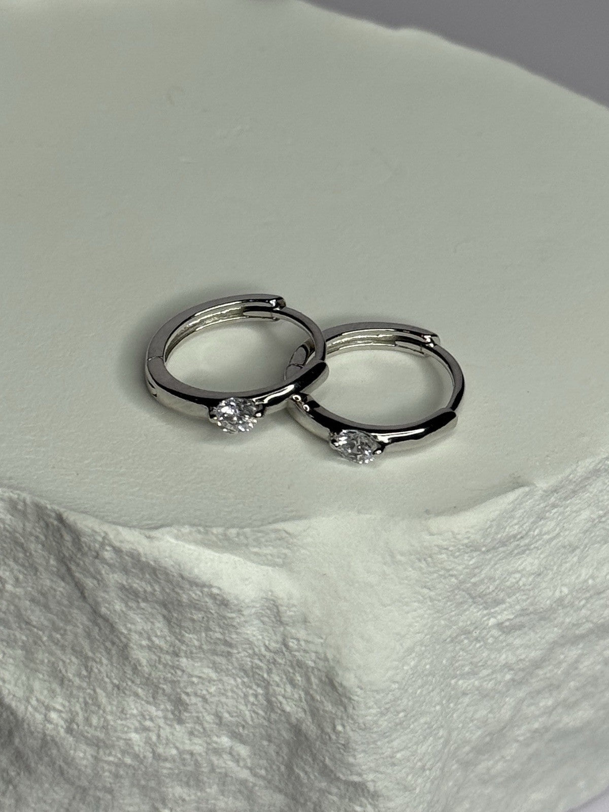925 Sterling Silver Minimalist CZ Earrings Length 0.5 Inch