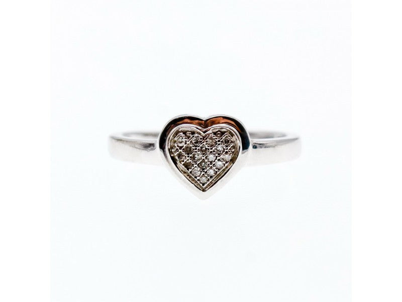 10K White Gold Diamonds "Heart" Ring Size 6.5