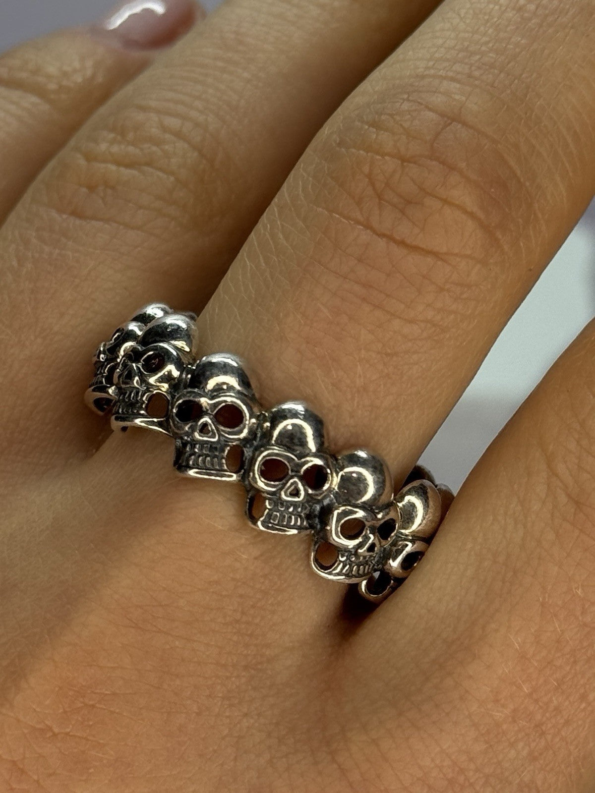 925 Sterling Silver Skull Custom Ring Size 14