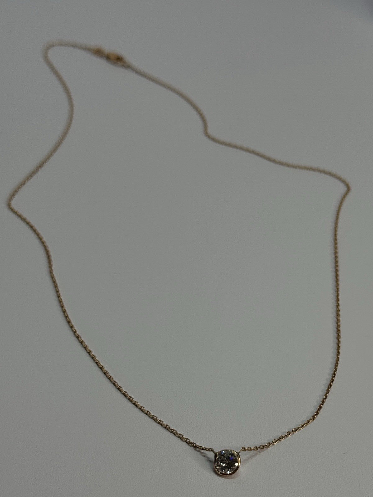 14K YELLOW GOLD DIAMOND 0.56 CARAT NECKLACE LENGTH 18 INCH