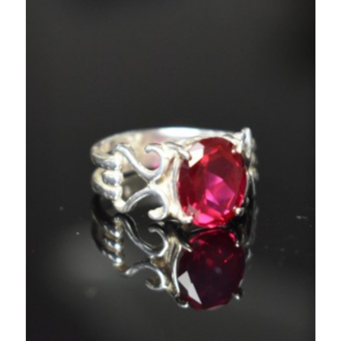 925 Sterling Silver Pink Topaz Ring Size 7