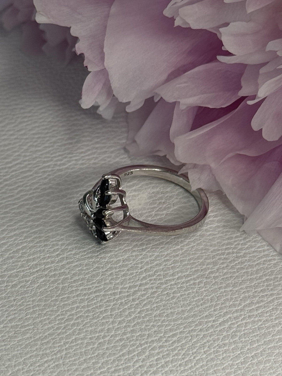 925 Sterling Silver Dark Blue & White Sapphire Ring Size 9 ; 7 ; 6.5