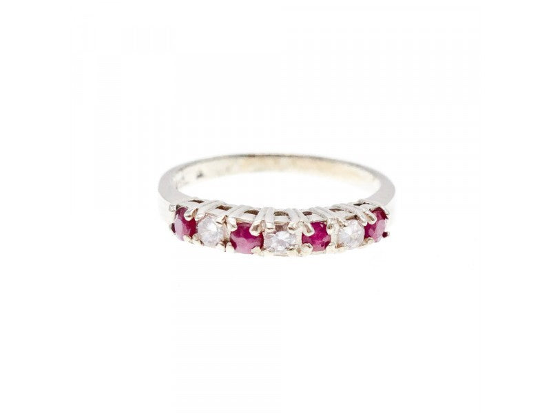 925 Sterling Silver Pink Spinel & CZ Ring Size 7