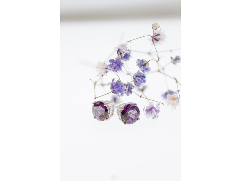 925 Sterling Silver Almandine Stud Earrings