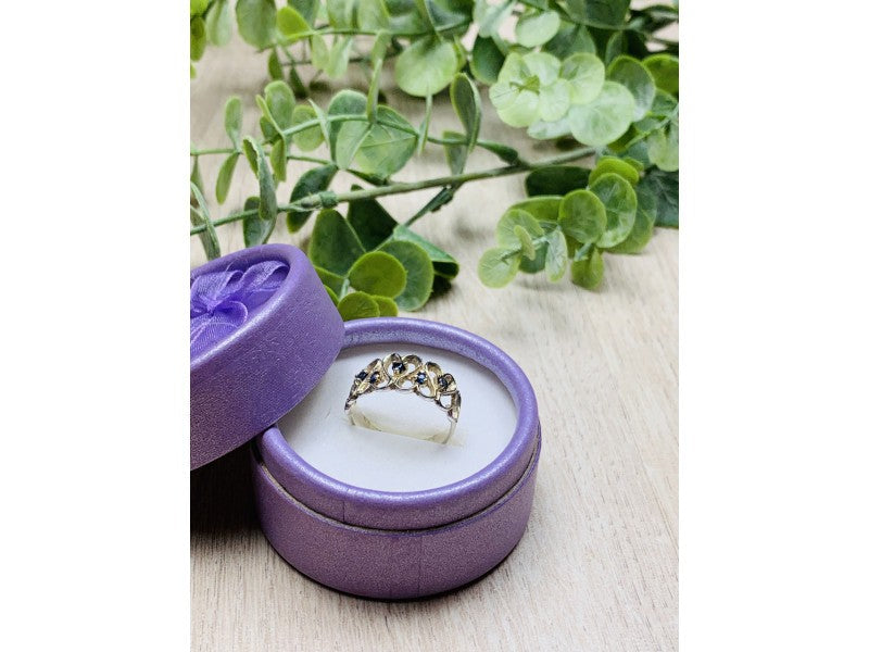 925 Sterling Silver Dark Blue Spinel "Love" Ring Size 8