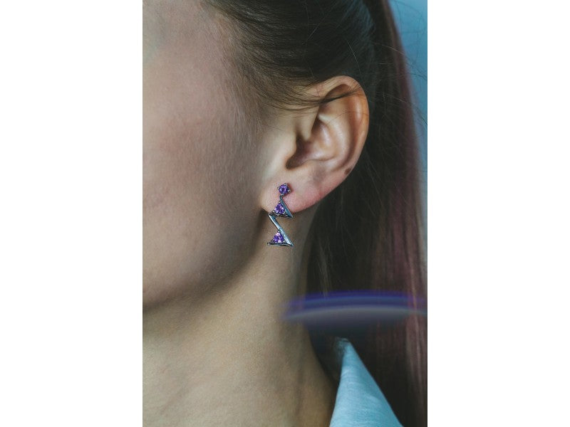 925 Sterling Silver Tourmaline Earrings Italy