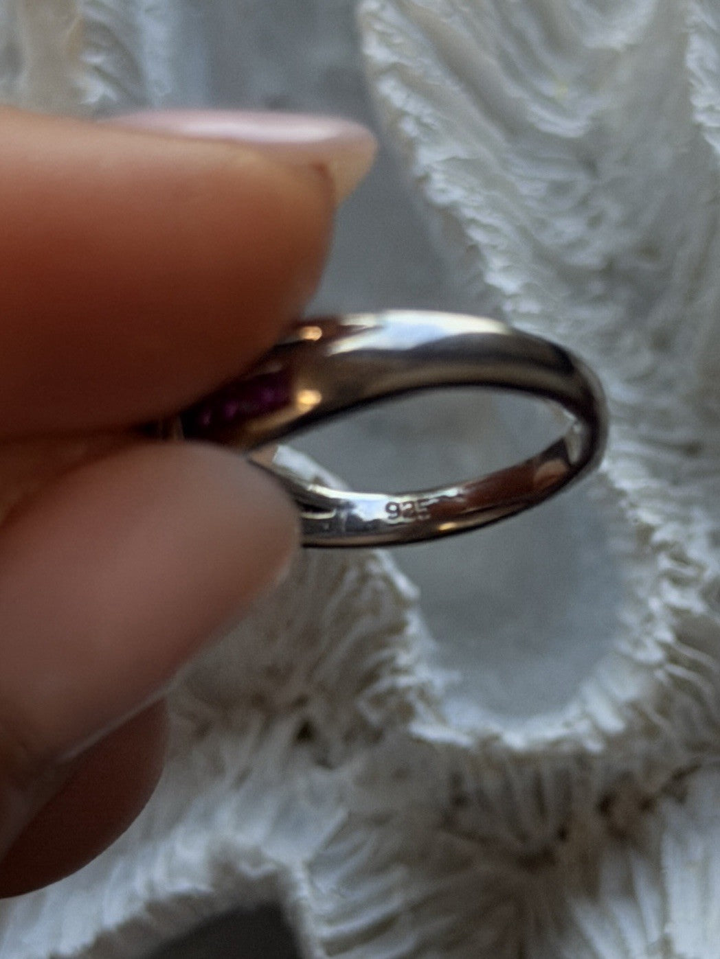 925 Sterling Silver Pink Topaz Heart Ring Size 7