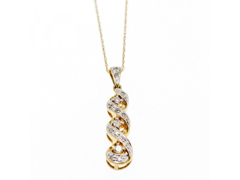 10K Yellow Gold Diamonds Chain With Pendant
