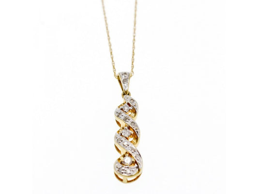 10K Yellow Gold Diamonds Chain With Pendant