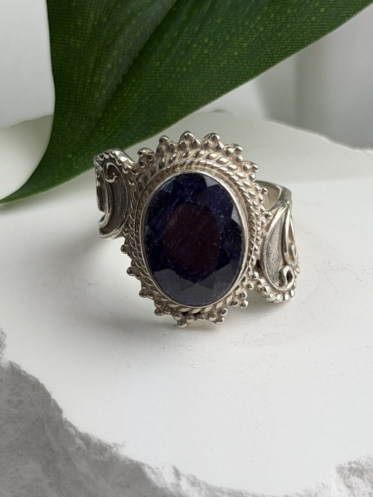 Vintage 925 Sterling Silver Sapphire Ring Size 9