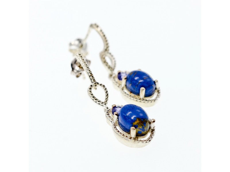 925 Sterling Silver Sodalite & Amethyst Earrings
